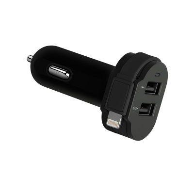 3.4A USB Car Charger with built-in Lightning Cable